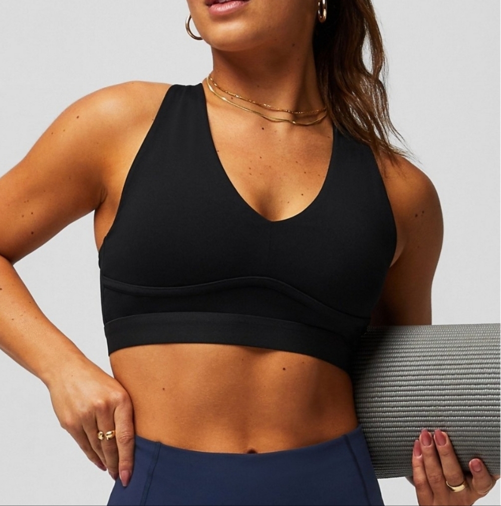 Fabletics Black V-Neck Sports Bralette NWT
